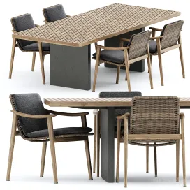 Fynn outdoor chair quadrado table by minotti